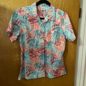 Columbia floral print button up blouse XL
